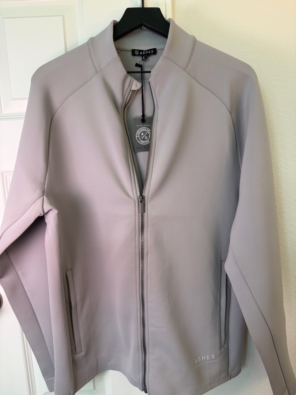 Asher Performance Men's Alline L Gray Zip-Front Jacket